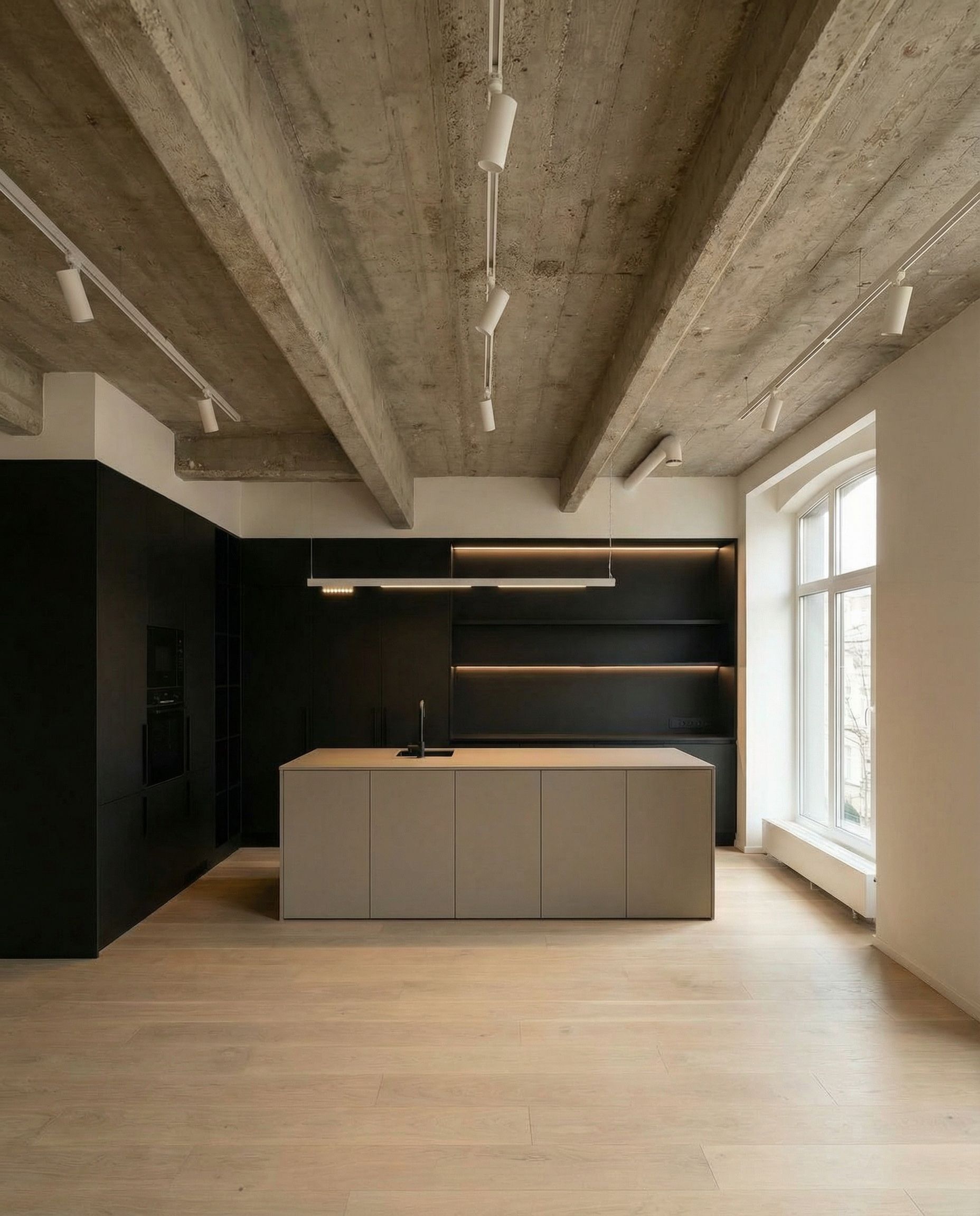 Marius's minimalistische Küchenzeile mit Insel in Schwäbisch Gmünd – Urbaner Chic trifft Industrial Charme